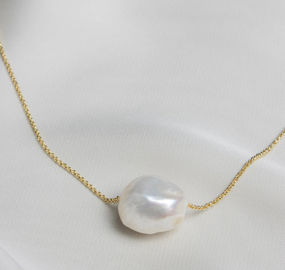 Olia Elsie Baroque Pearl Necklace – Gold Plated