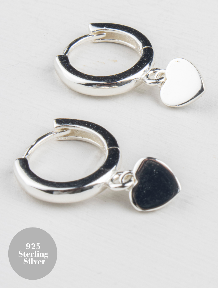 Olia Claude Tiny Heart Huggies Earrings Sterling Silver 925