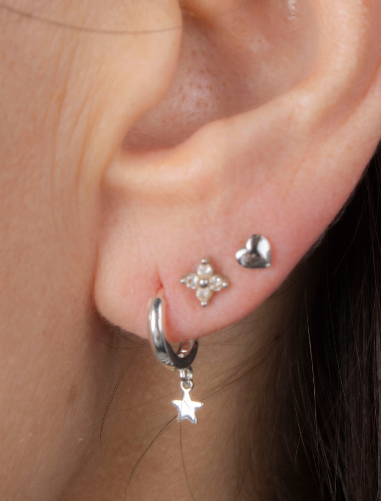 Olia Zuri Tiny Star Huggies Earrings Sterling Silver 925