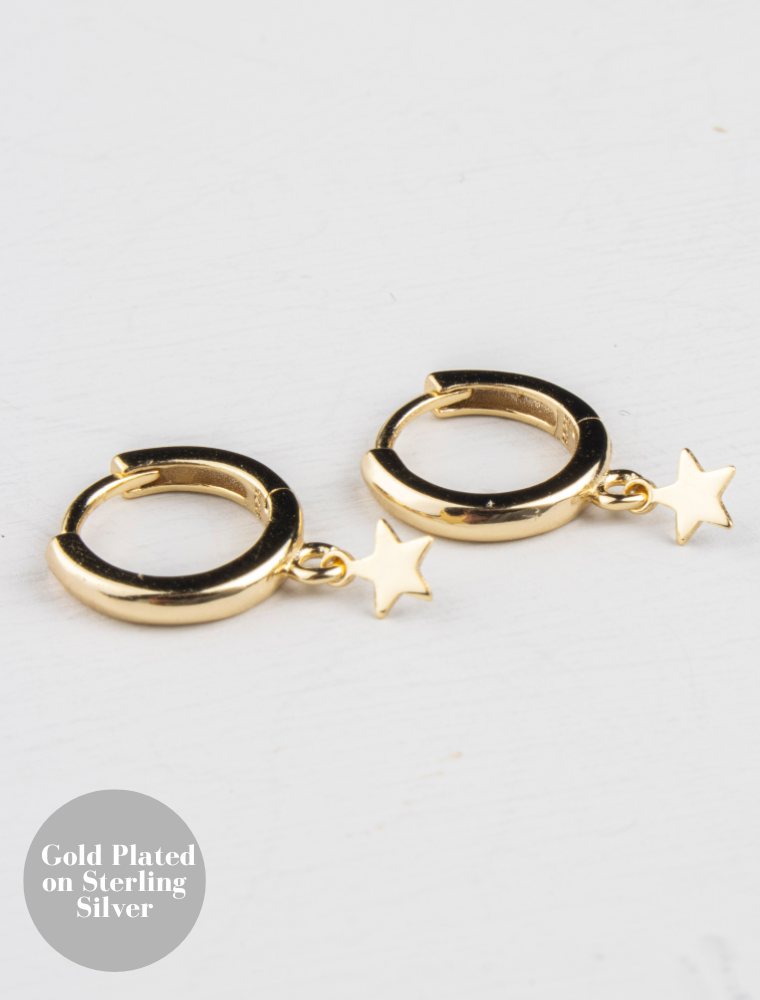 Olia Zuri Tiny Star Huggies Earrings Gold Plated