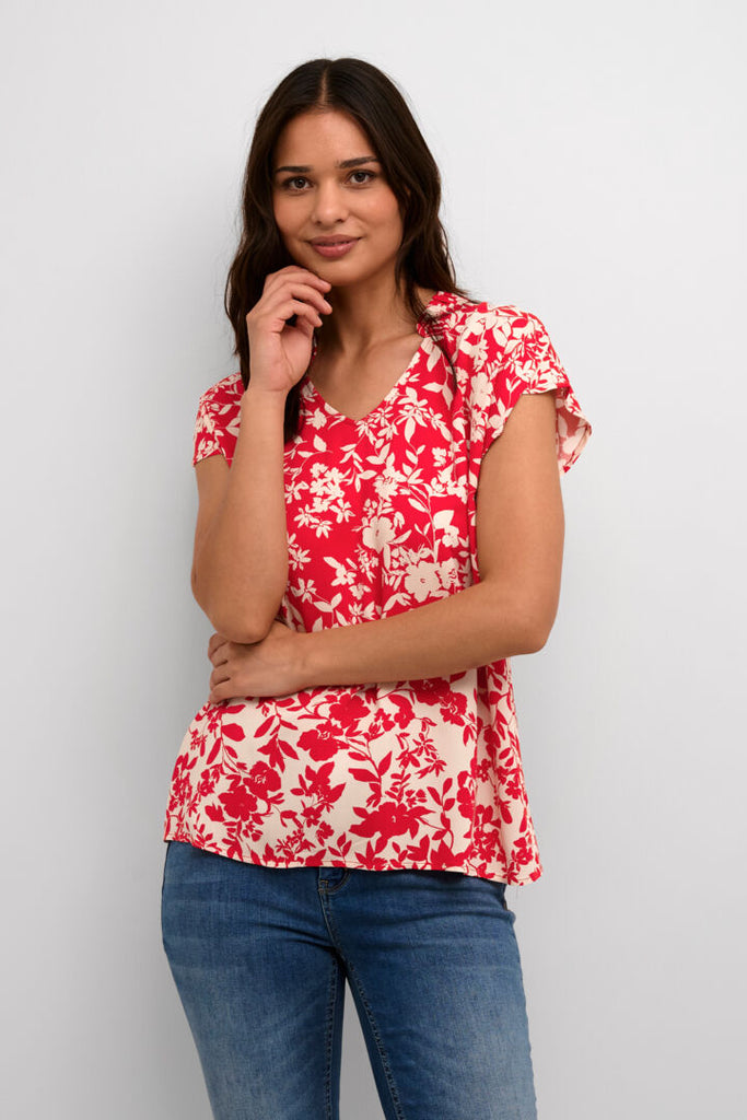 Culture Jenny Red Capsleeve Top
