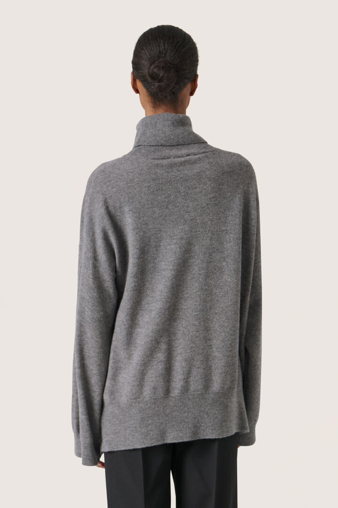 Soaked In Luxury Molina High Neck Pullover Grey Melange