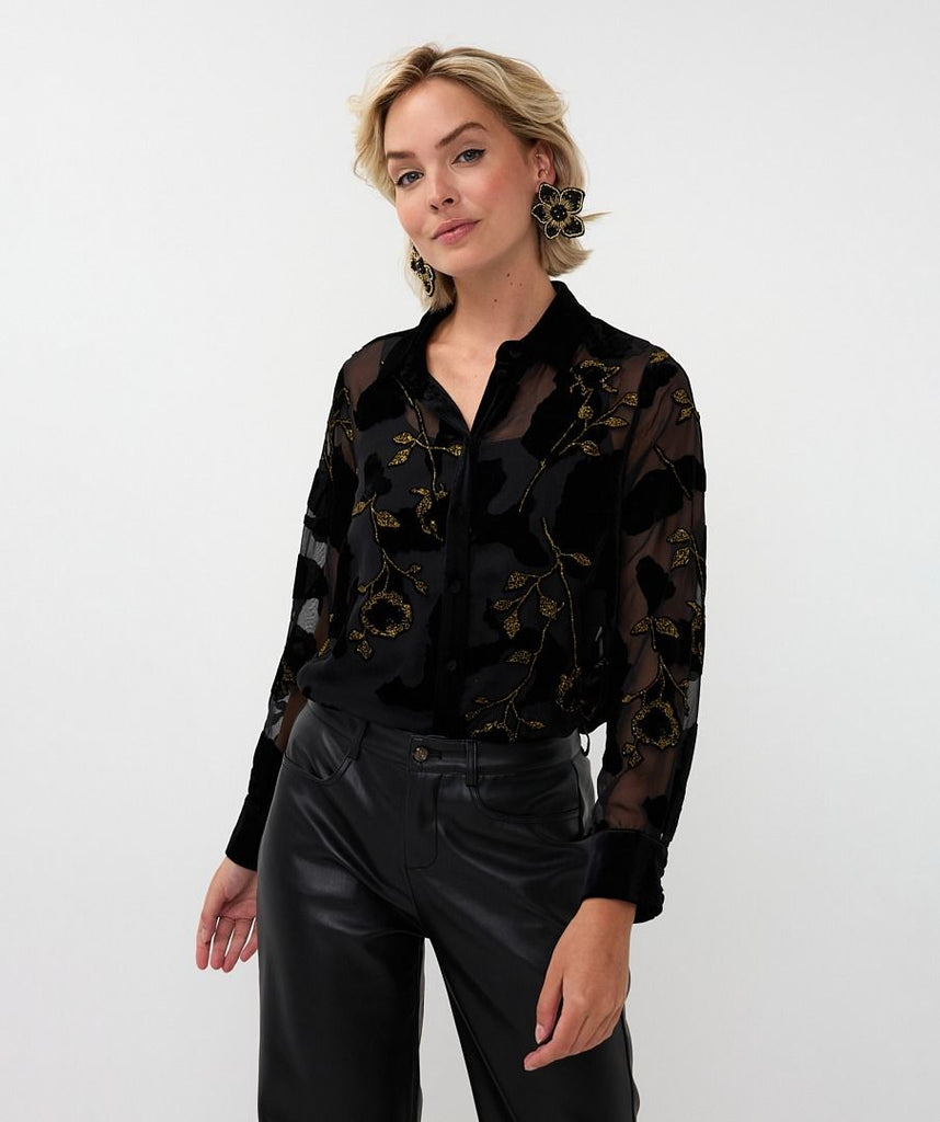 Esqualo Gold Flowers Blouse