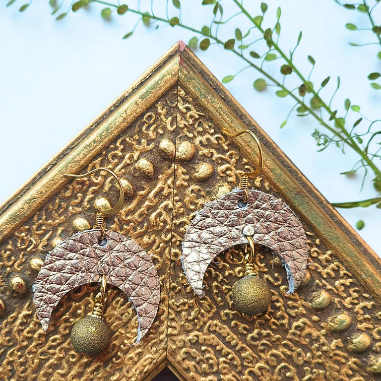 Siobhan Daly Leather Gold Earrings