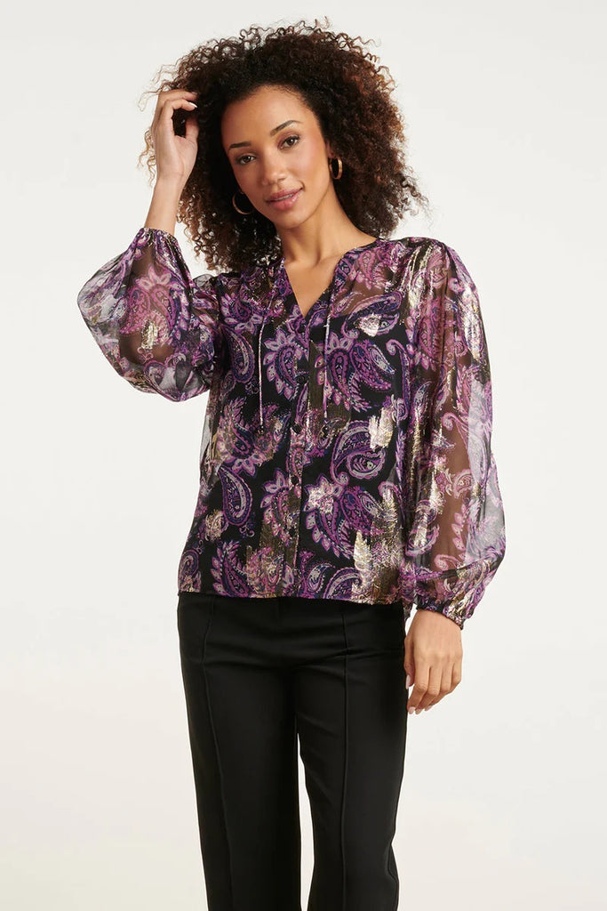 Smashed Lemon Purple Paisley Blouse