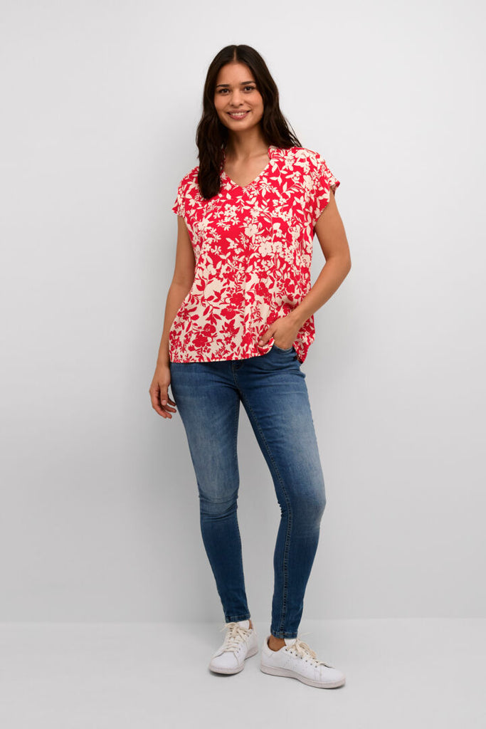 Culture Jenny Red Capsleeve Top