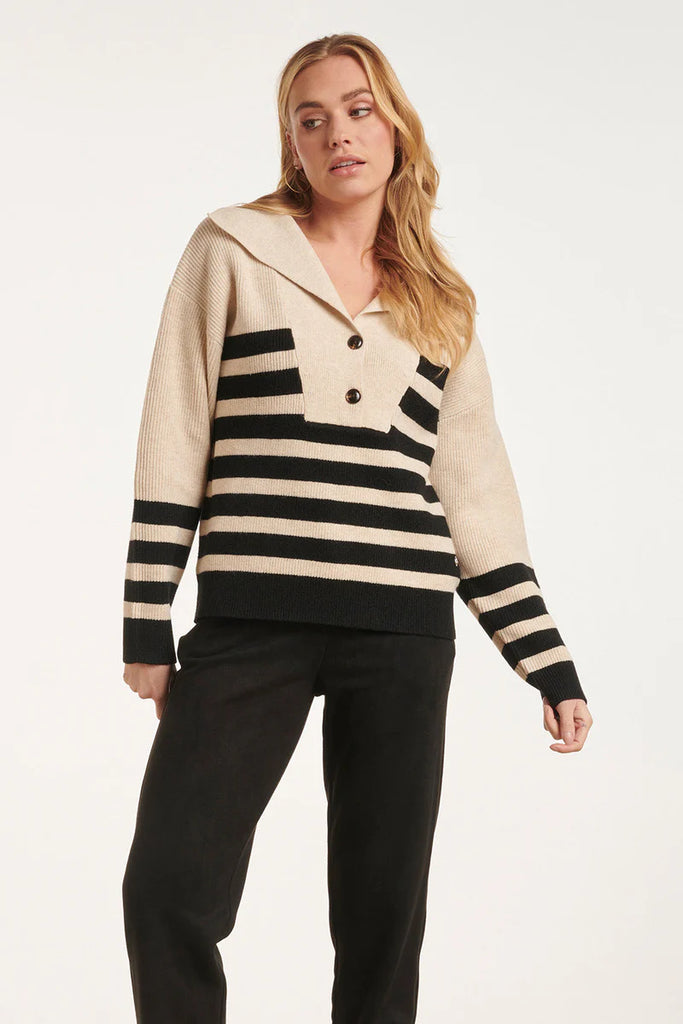 Smashed Lemon Modern Striped Knitted Sweater