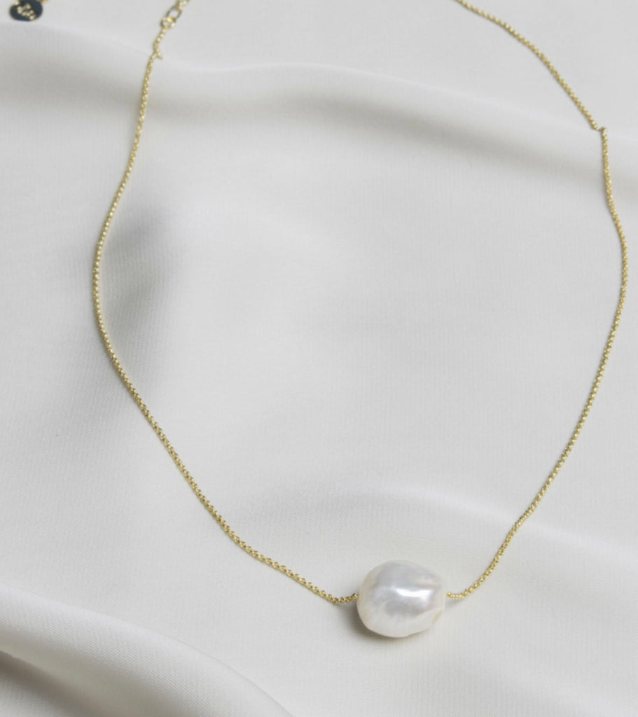 Olia Elsie Baroque Pearl Necklace – Gold Plated