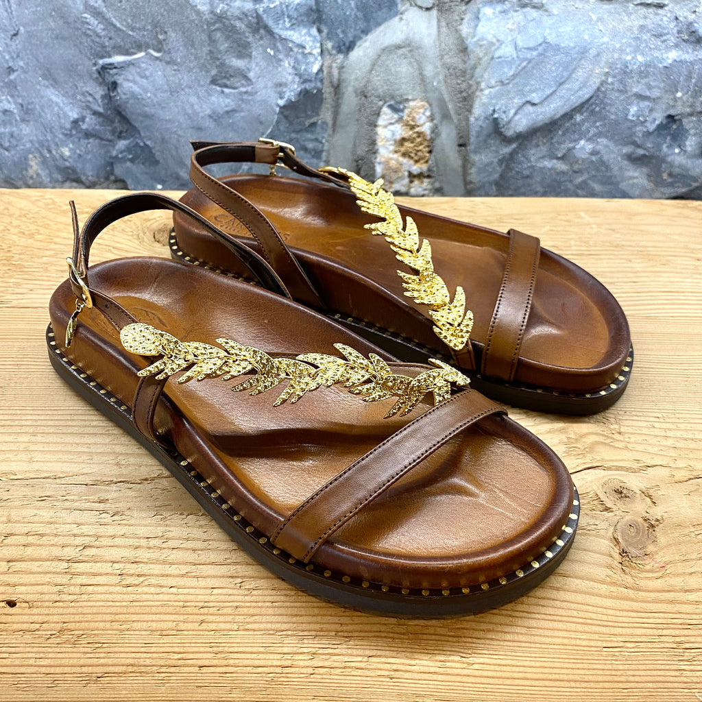 Caryatis Brown Leather Sandals