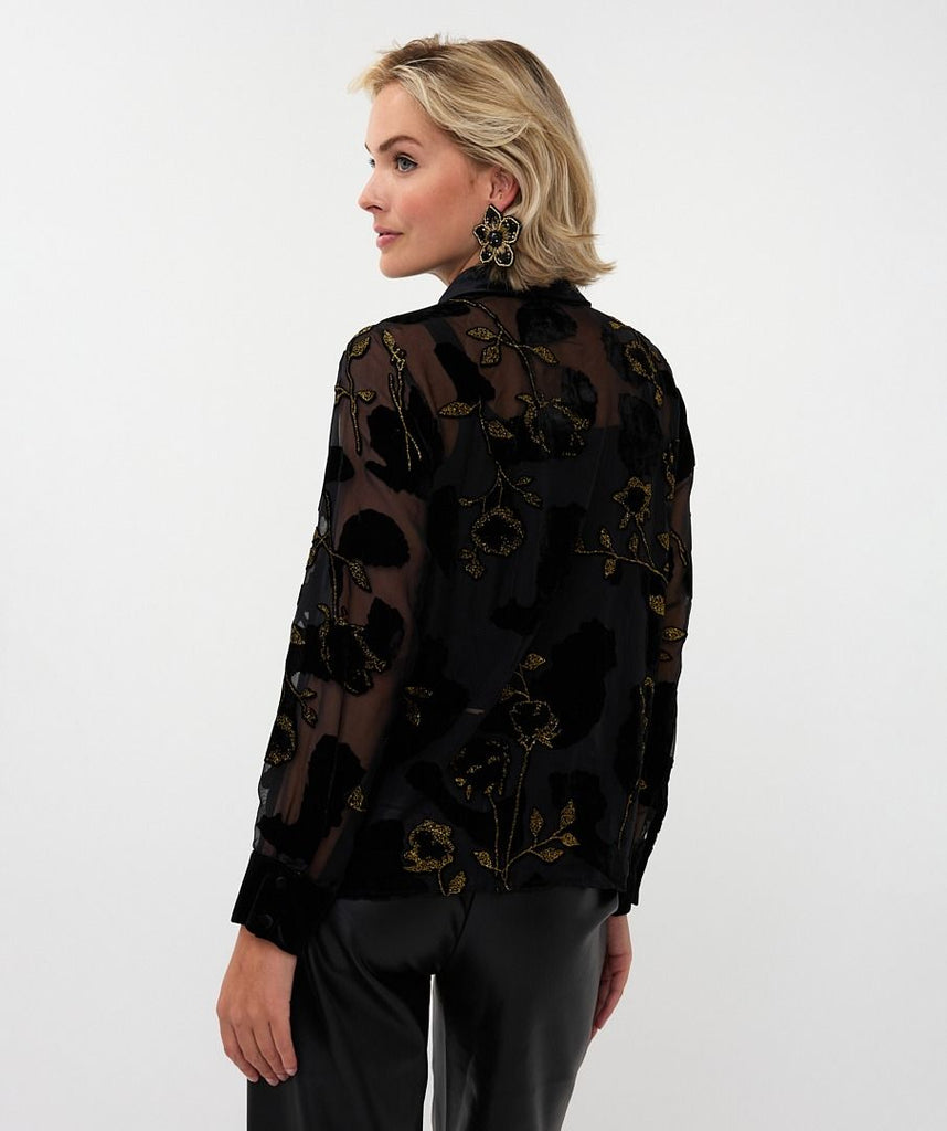 Esqualo Gold Flowers Blouse