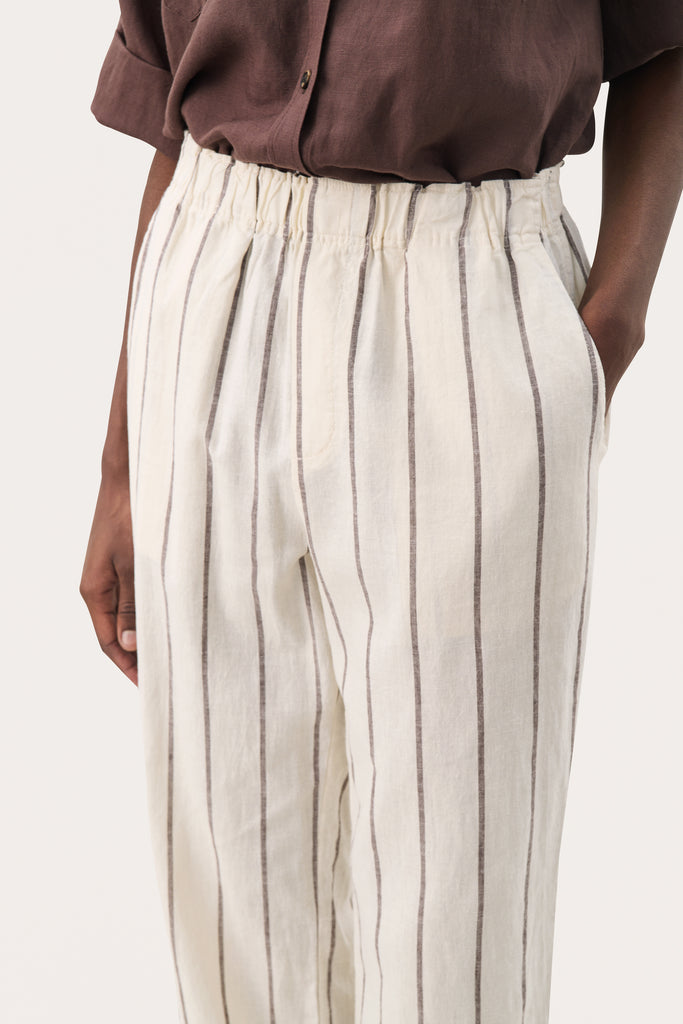 Part Two Rayi Trousers Eggnog & Brown Stripe