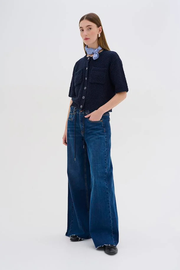 My Essential Wardrobe Dango 144 Wide Dark Blue Wash Jeans