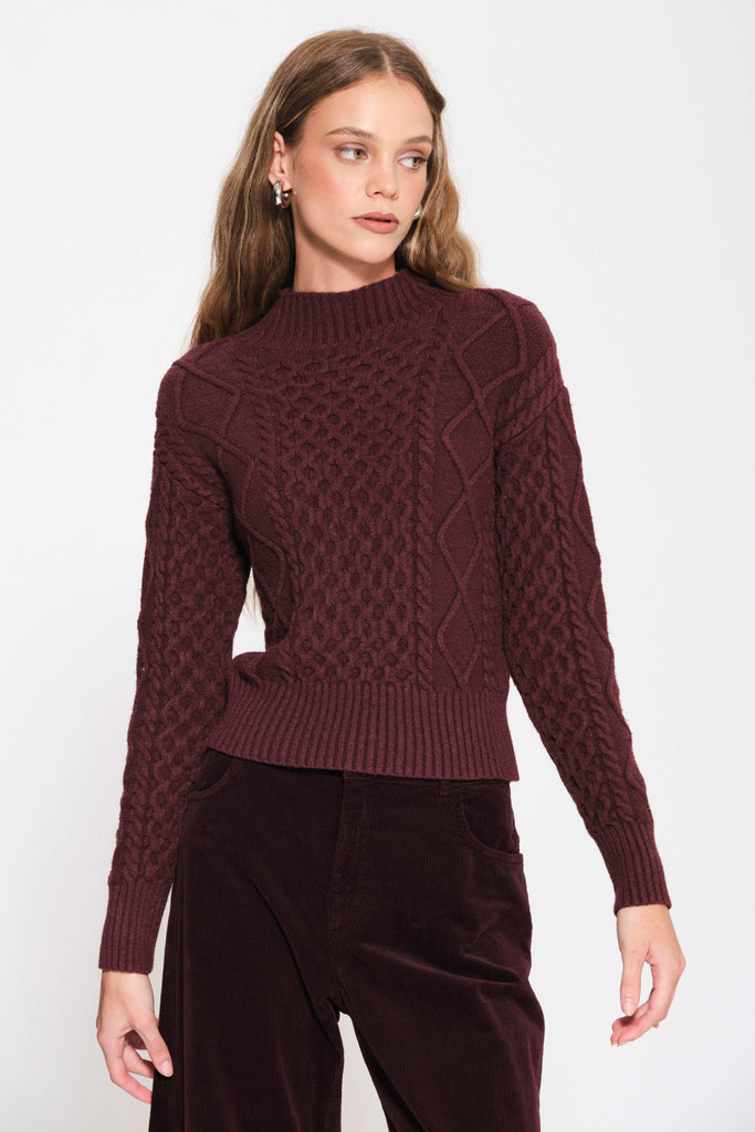 Kaos Cable Knit Jumper Burgundy