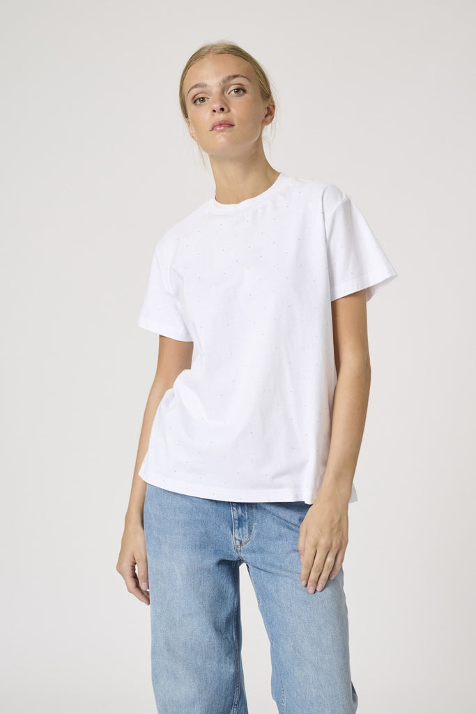 My Essential Wardrobe Hanne Rhinestone Tee White