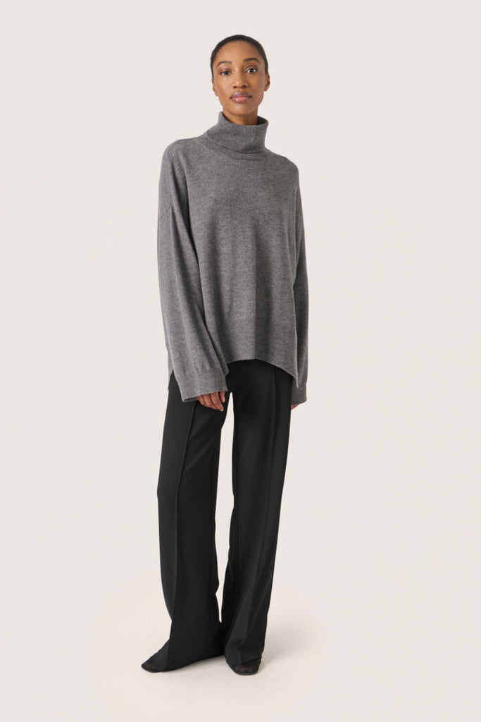 Soaked In Luxury Molina High Neck Pullover Grey Melange