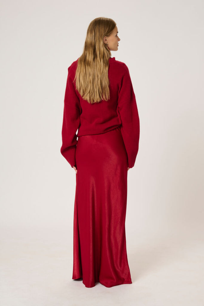 My Essential Wardrobe Estelle Burgundy Red Long Skirt