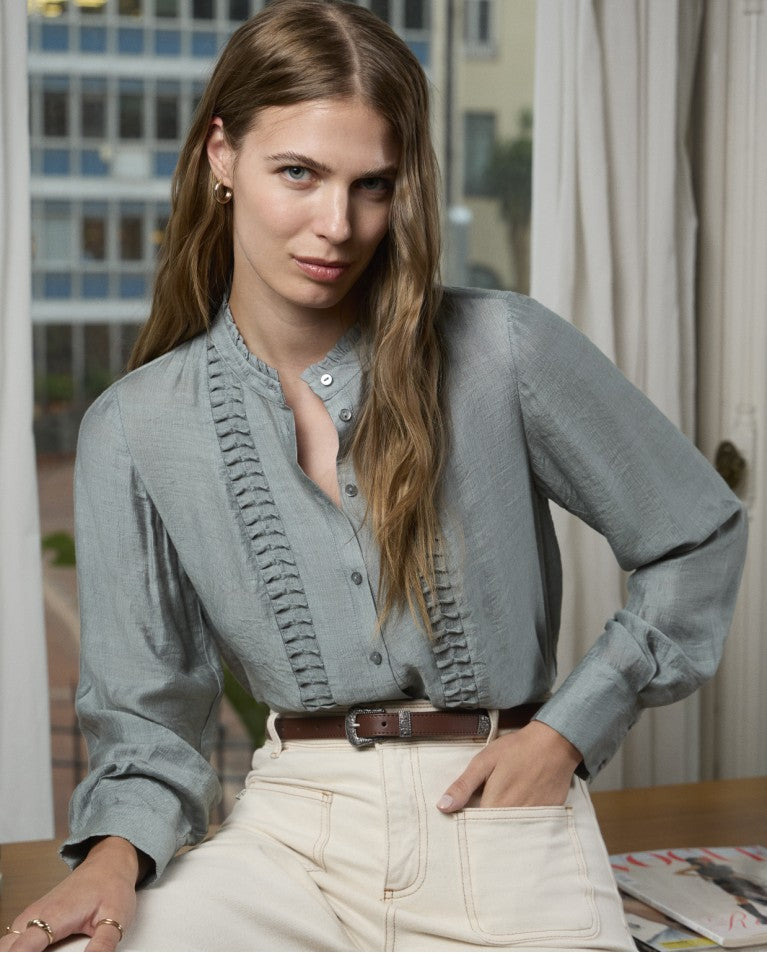 Surkana Flowing Blouse Steel Blue