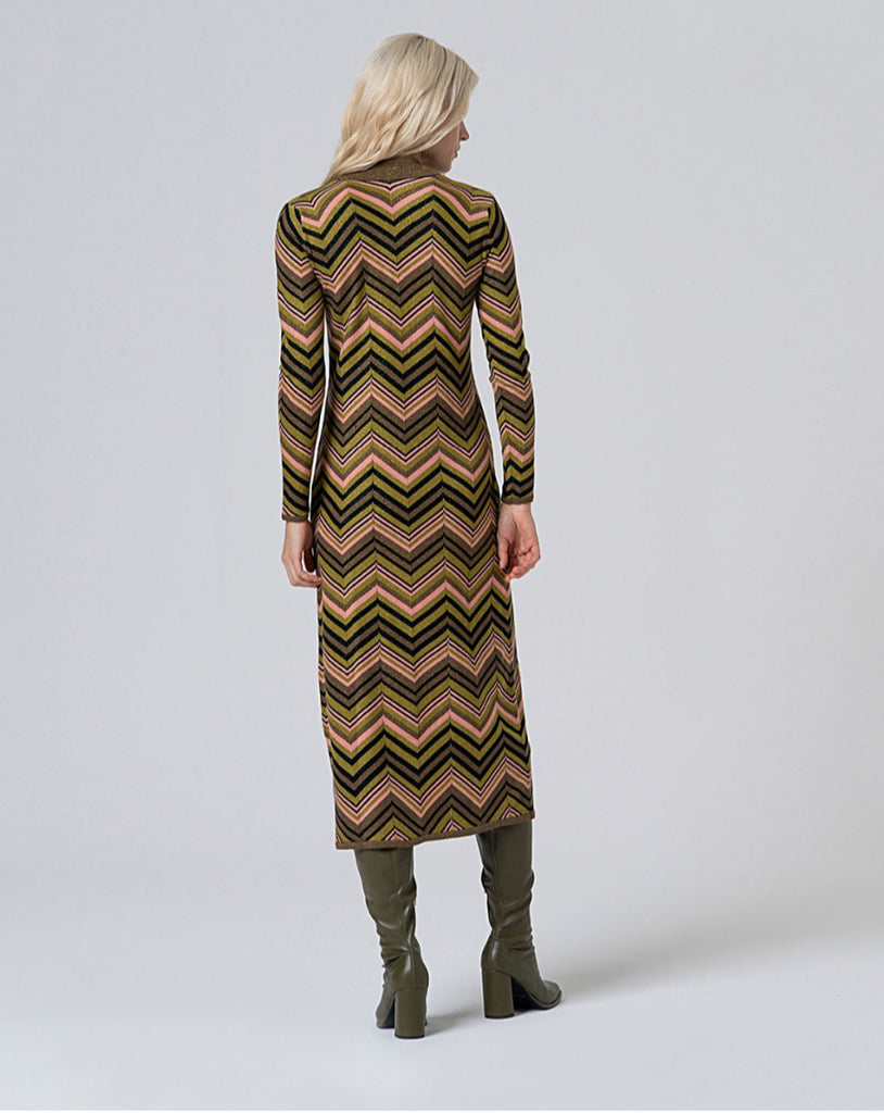 Surkana Long Shirt Dress With Lurex Green