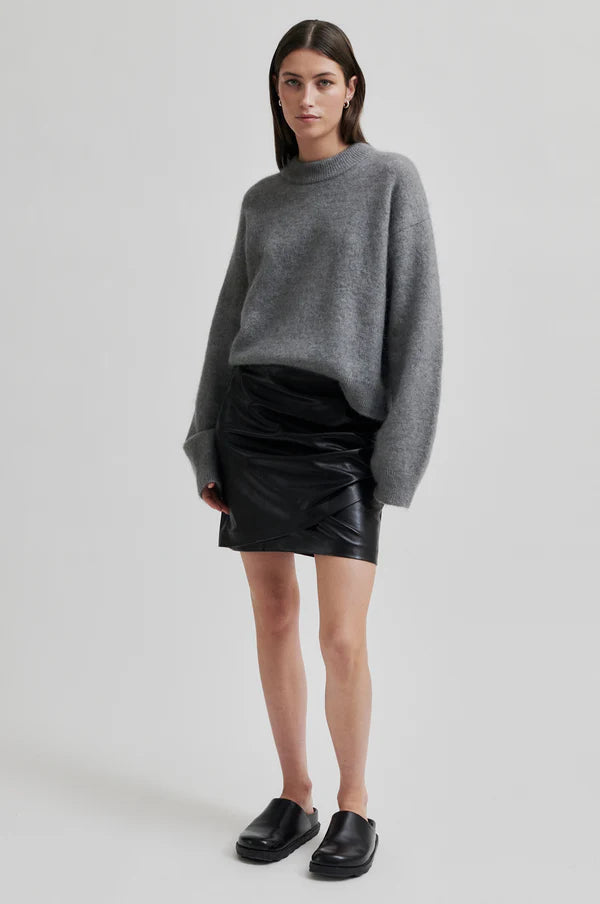 SF Brook O Neck Jumper Charcoal Grey