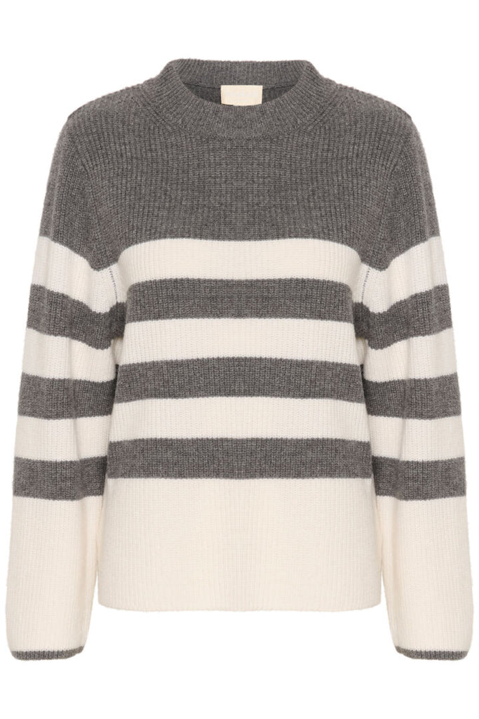 Soaked in Luxury Molina Stripe Crew Neck Grey