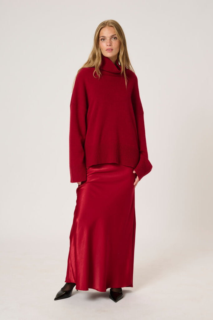 My Essential Wardrobe Estelle Burgundy Red Long Skirt