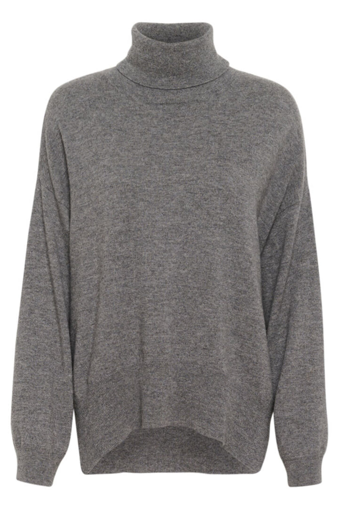 Soaked In Luxury Molina High Neck Pullover Grey Melange