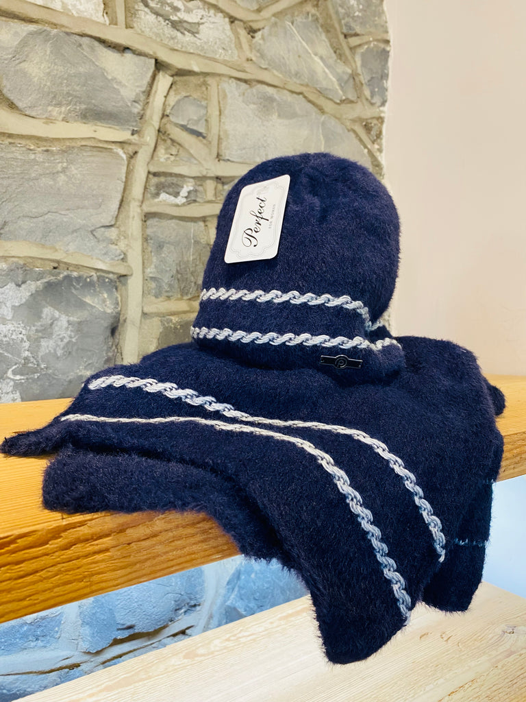 Perfect Navy Hat & Scarf Set