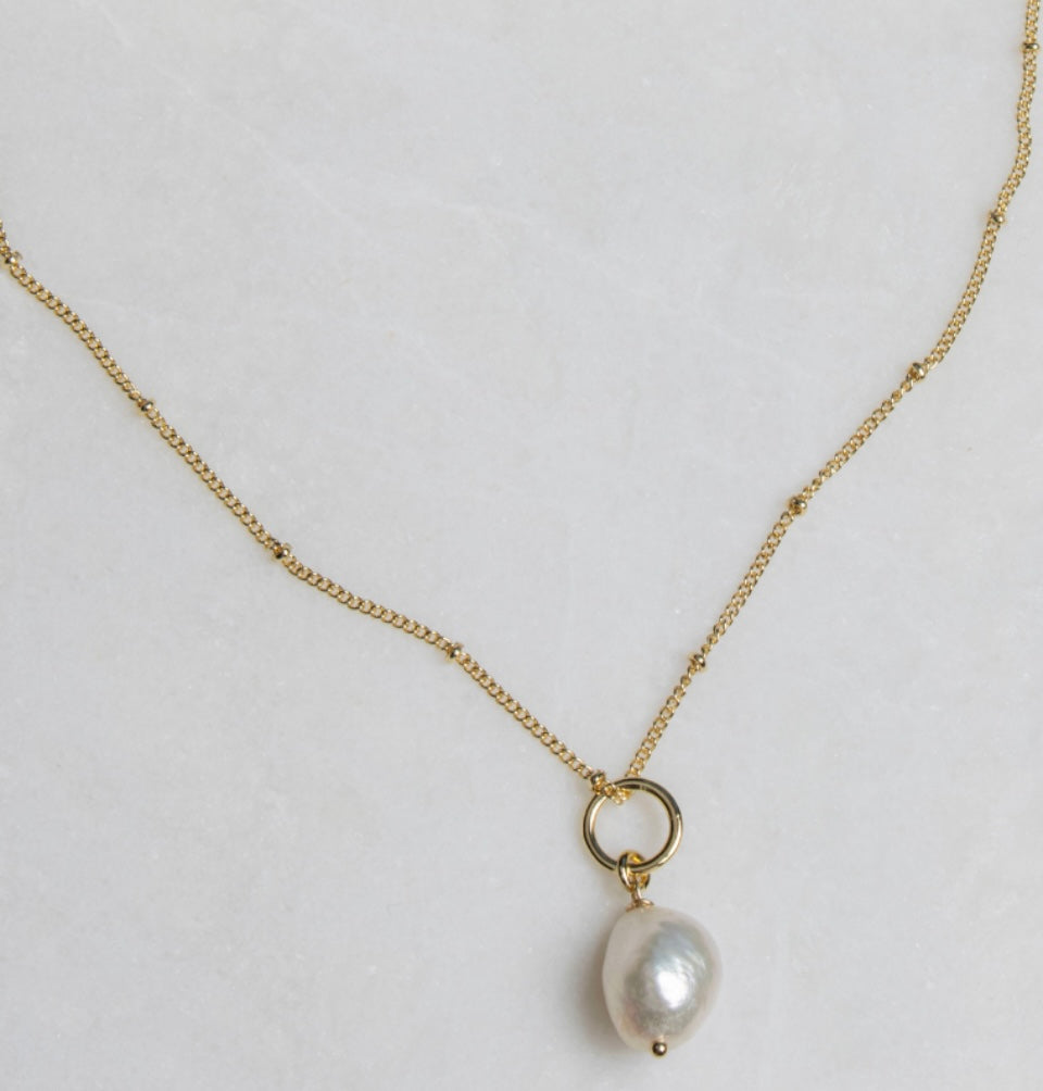 Olia Jean Baroque Pearl Necklace – Gold Plated