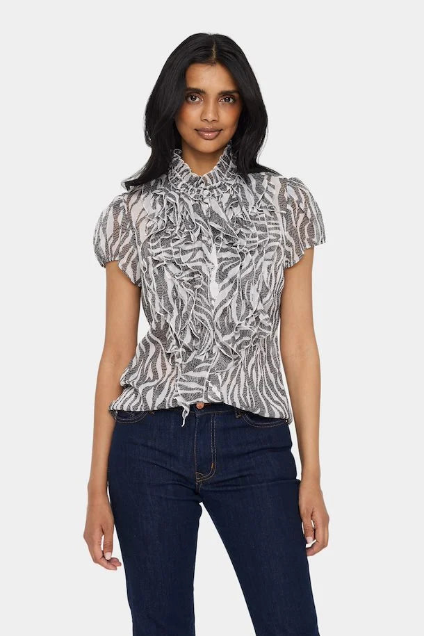 Saint Tropez Lilja Crinkle Zebra Shirt