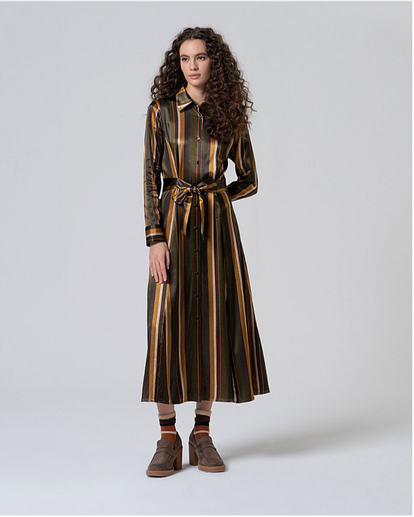Surkana Long Satin Shirt Dress Multi