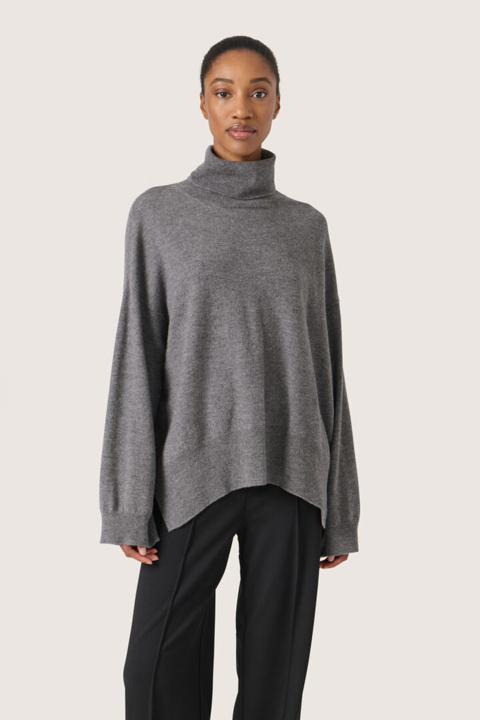 Soaked In Luxury Molina High Neck Pullover Grey Melange