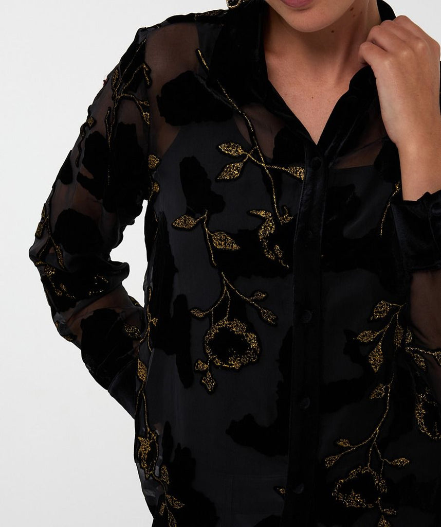 Esqualo Gold Flowers Blouse