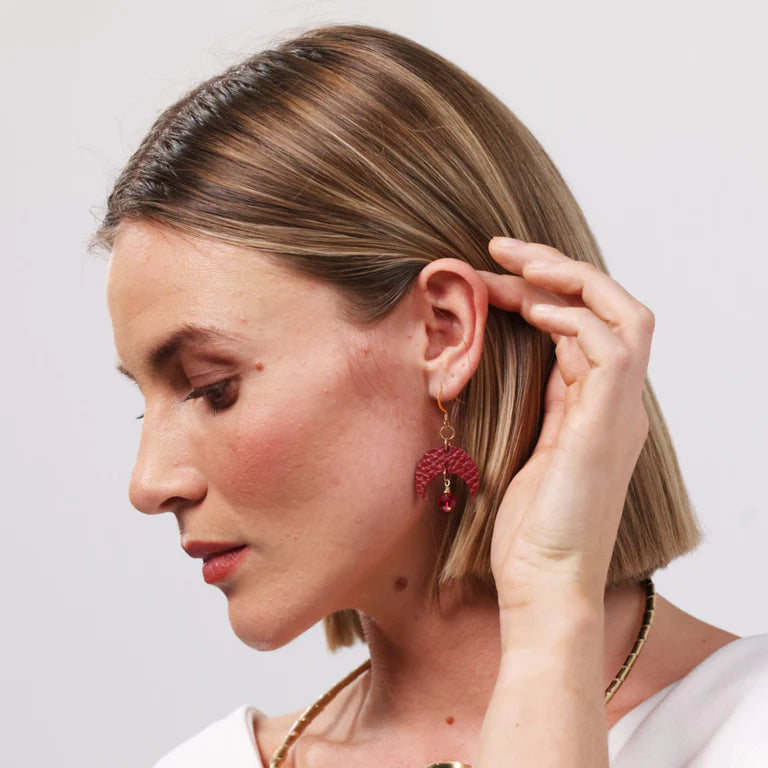 Siobhan Daly Leather Red Earrings