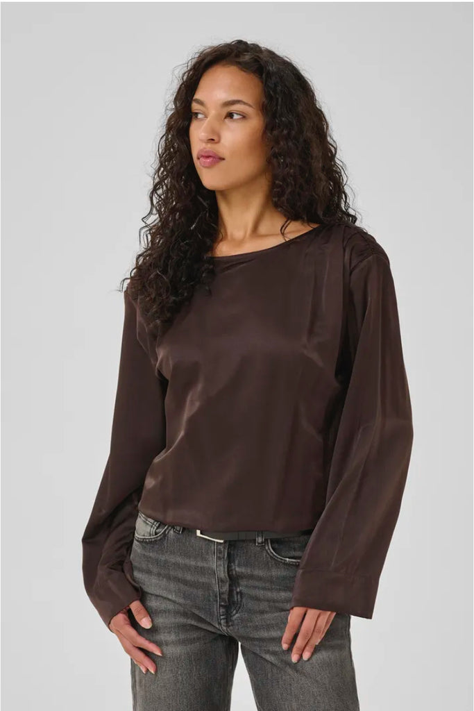 My Essential Wardrobe Estelle Wrap Blouse Expresso