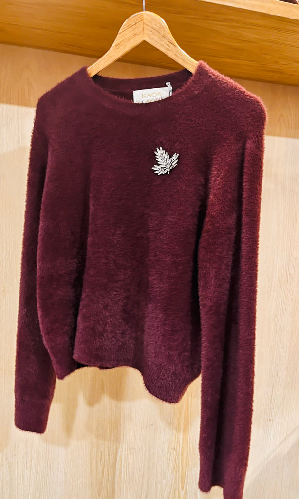 Kaos Burgundy Jumper with Broach