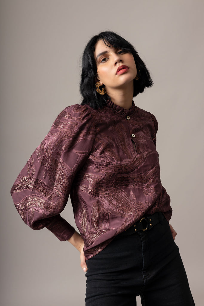 Emily Lovelock Evanna Blouse Midnight Plum