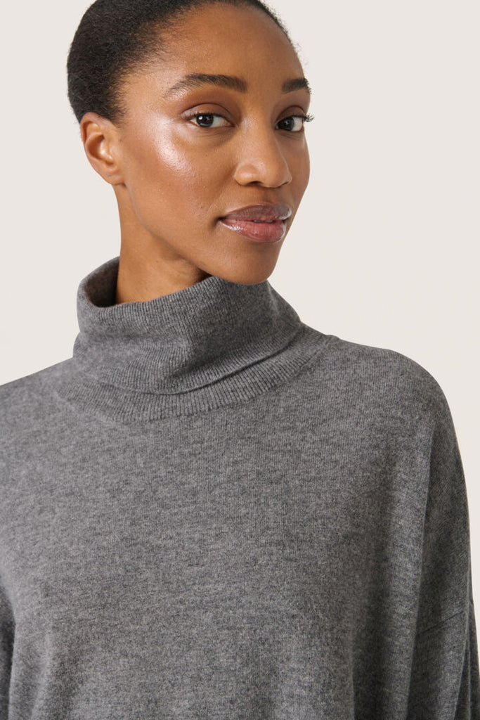 Soaked In Luxury Molina High Neck Pullover Grey Melange