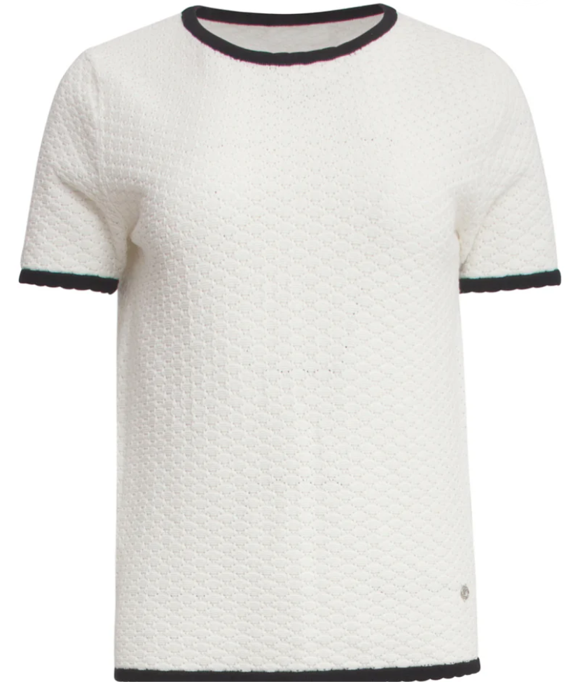 Smashed Lemon Off White Knitted Top with Black Contrast
