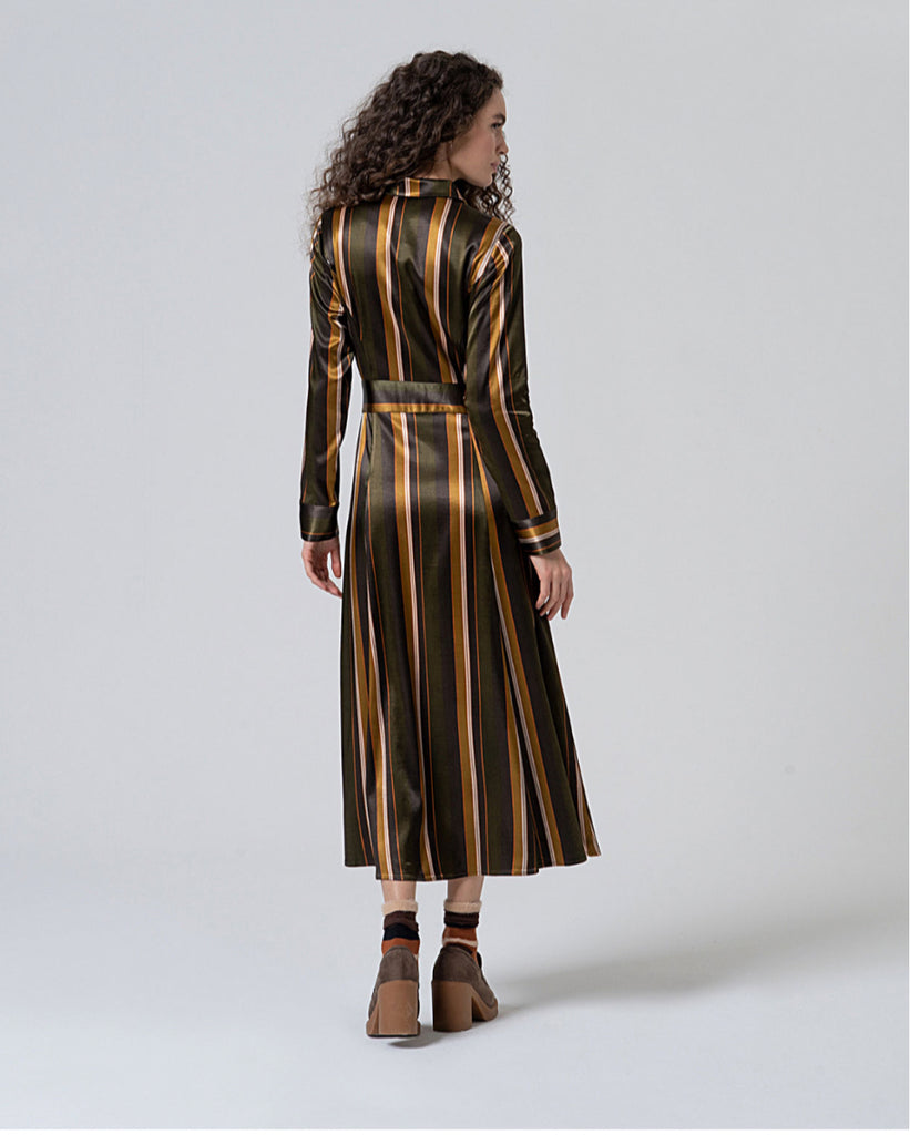 Surkana Long Satin Shirt Dress Multi