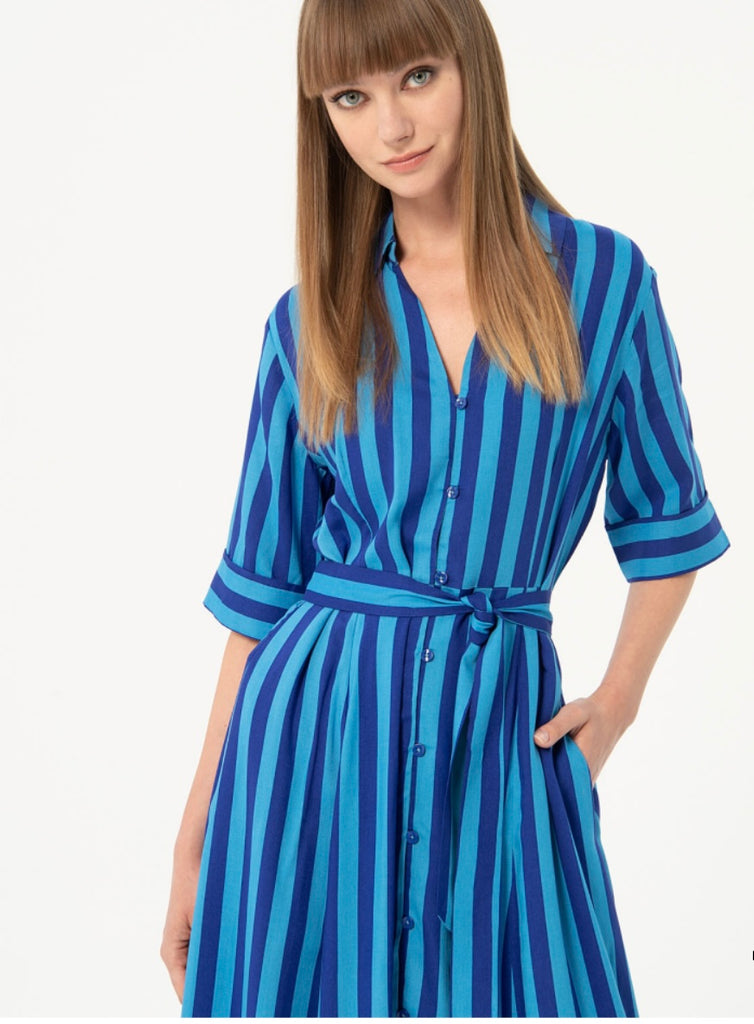 Surkana Blue Stripes Dress