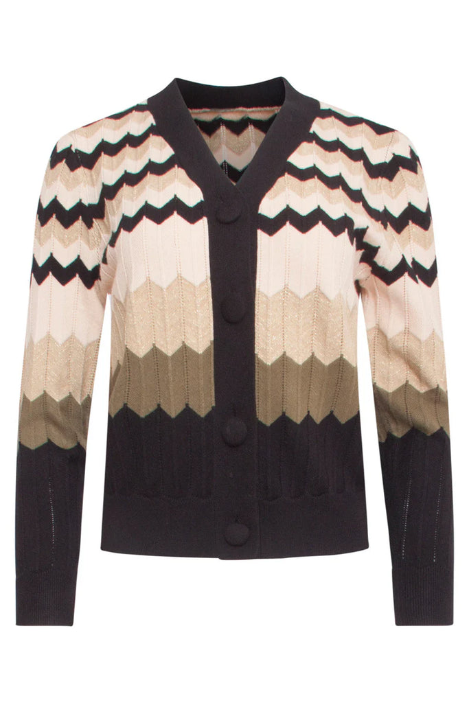 Smashed Lemon Neutral Zig-Zag knitted Cardigan