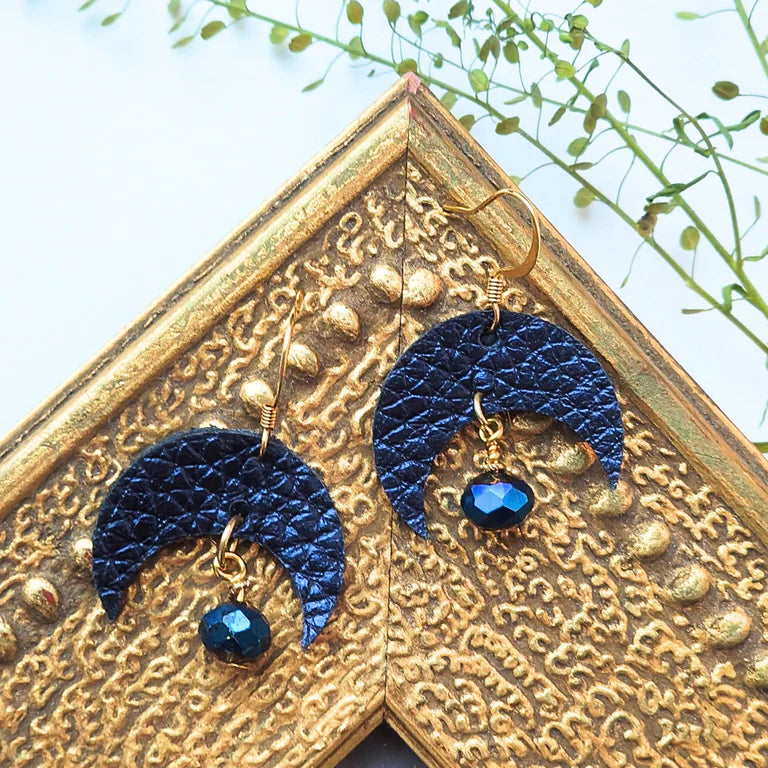 Siobhan Daly Leather Navy Earrings