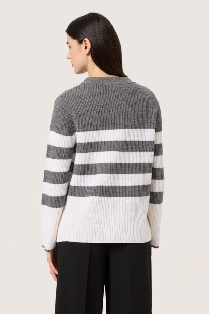 Soaked in Luxury Molina Stripe Crew Neck Grey