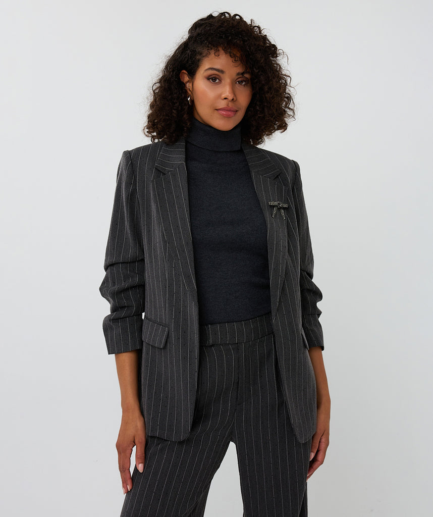 Esqualo Striped Studded Blazer