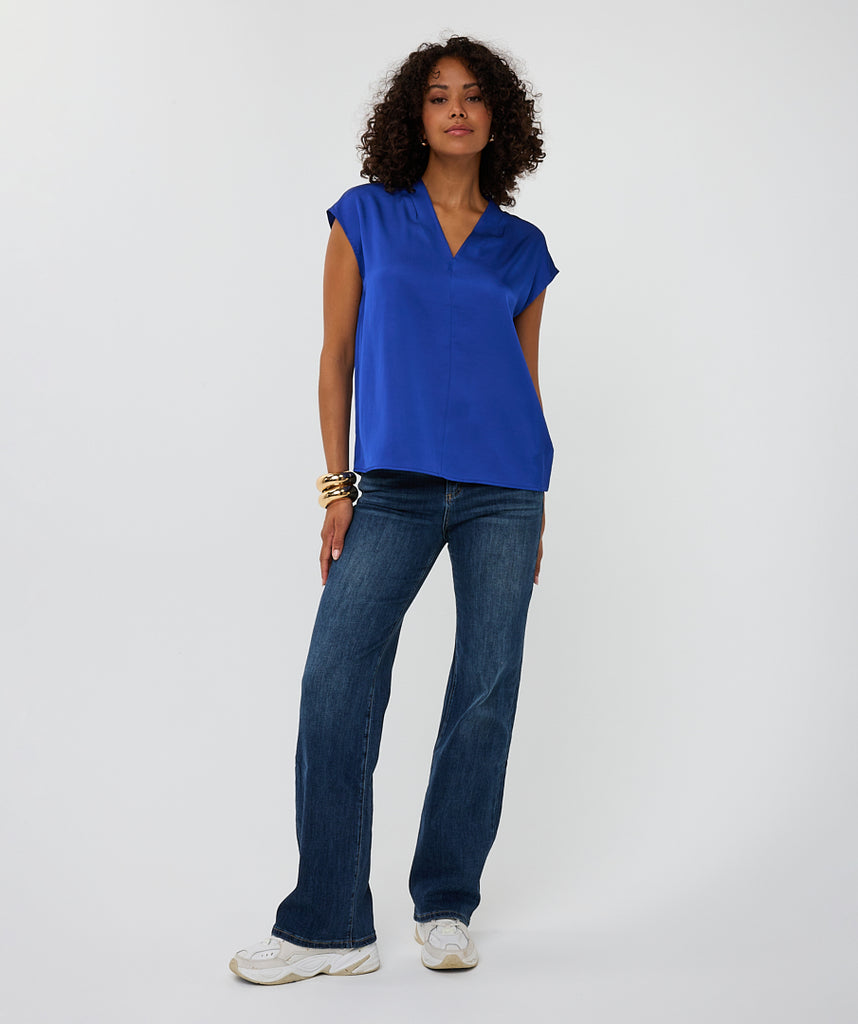 Esqualo Blue V-neck Blouse