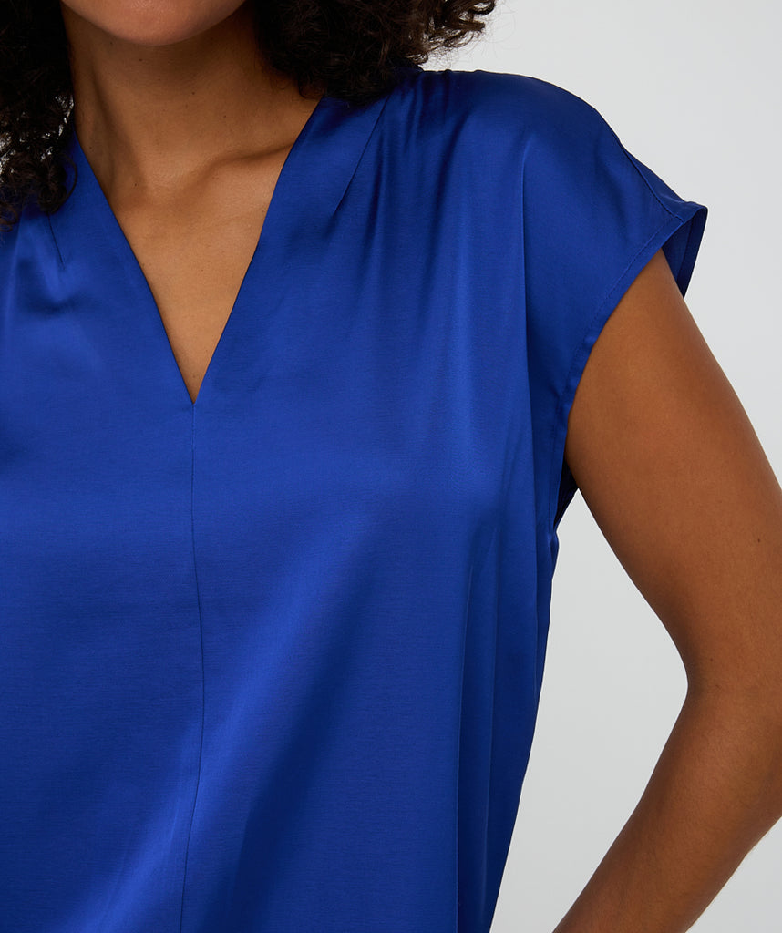 Esqualo Blue V-neck Blouse