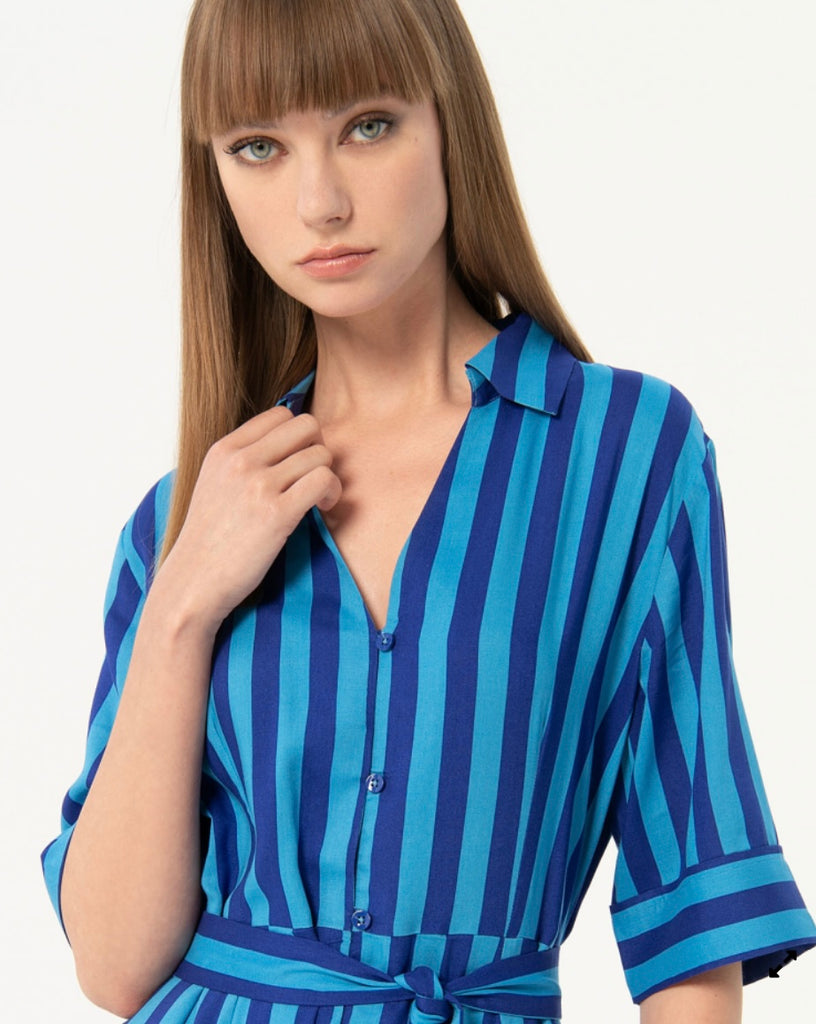 Surkana Blue Stripes Dress