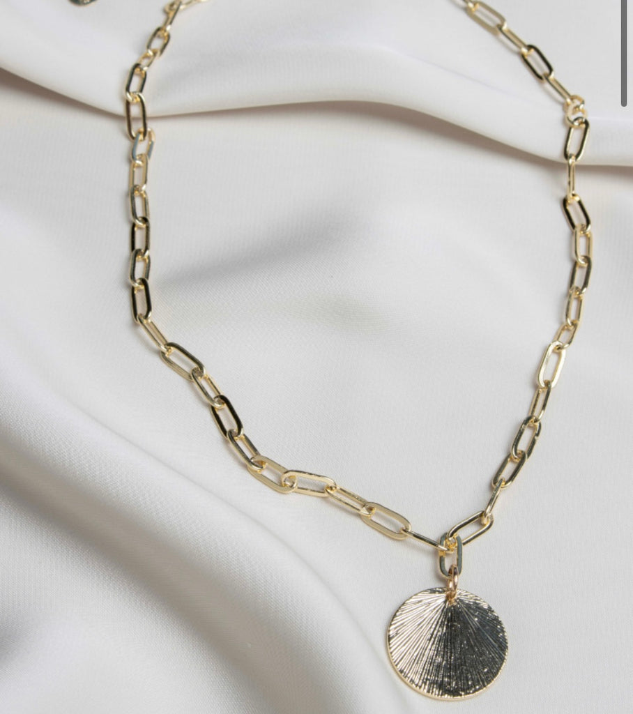 Olia Justine Paper Link Coin Necklace – Gold Plated