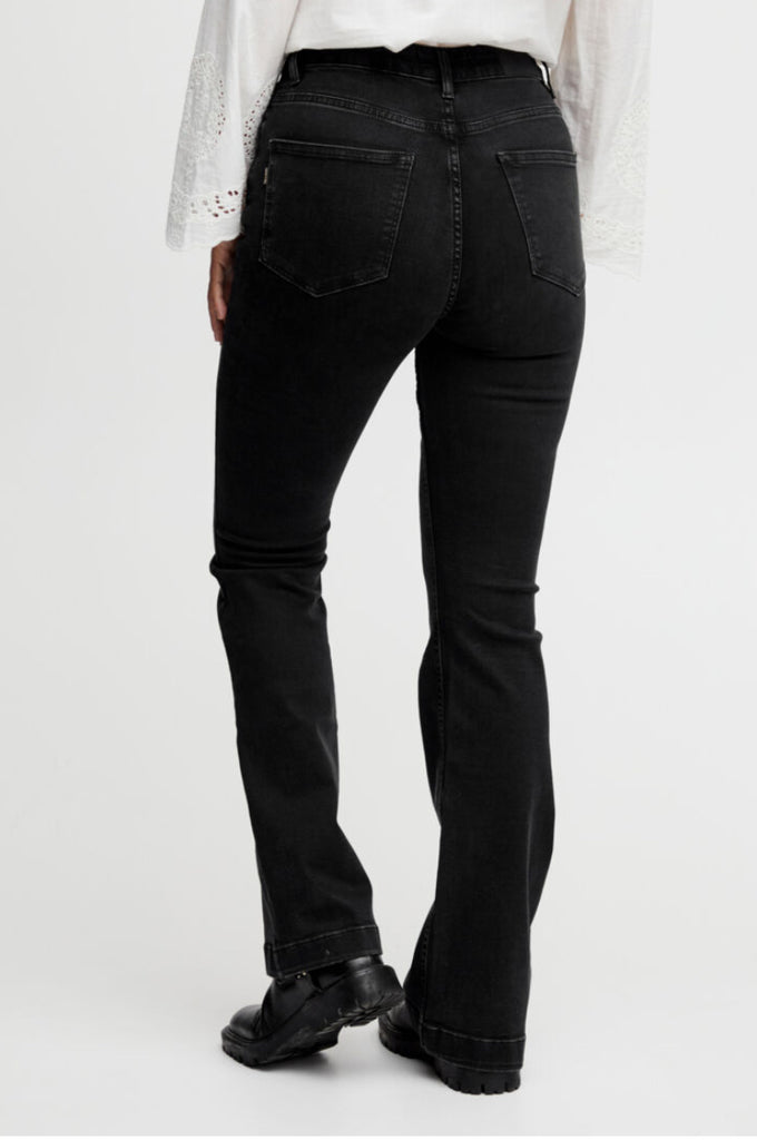 Pulz Becca UHW Bootcut Leg Black Jeans