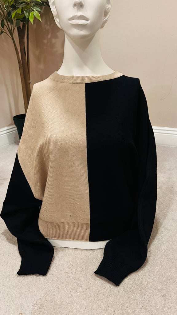 Skatie Bicolour Black & Beige viscose Sweater